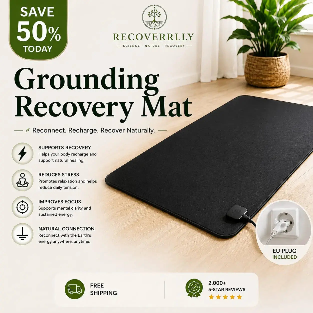 RECOVERRLLY – Erdungsmatte für die Erholung (1+1 gratis)